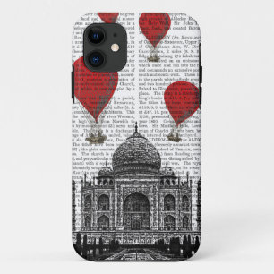 Taj Mahal and Red Hot Air Balloons iPhone 11 Case