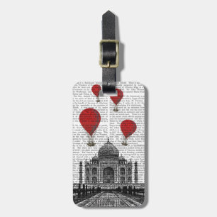 Taj Mahal and Red Hot Air Balloons Luggage Tag