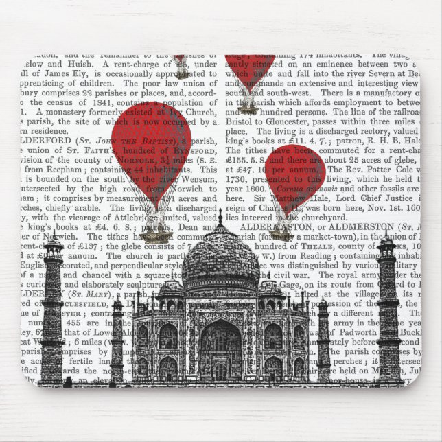 Taj Mahal and Red Hot Air Balloons Mouse Pad (Front)