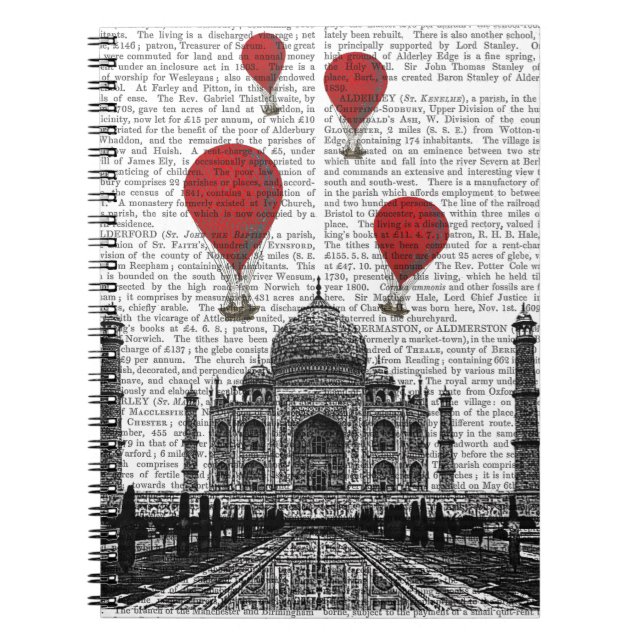 Taj Mahal and Red Hot Air Balloons Notebook (Front)