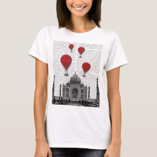 Taj Mahal and Red Hot Air Balloons T-Shirt