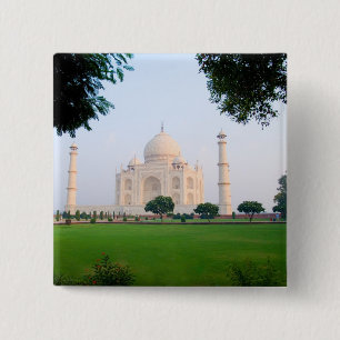Taj Mahal at sunrise one of the wonders of the 2 Inch Square Button