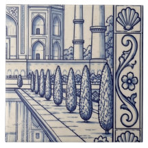 Taj Mahal Azulejo Mural Tile 4 of 6 Middle Right