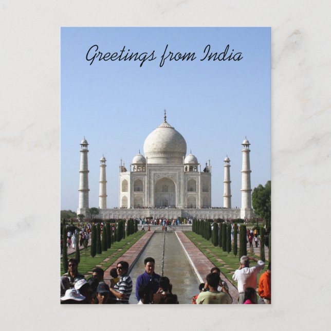 taj mahal crowd greetings postcard (Front)