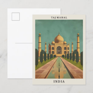 Taj Mahal India Elegant Art Vintage Travel Postcard