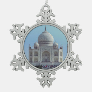Taj Mahal, India Snowflake Pewter Christmas Ornament