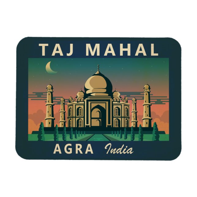 Taj Mahal India Travel Art Vintage Magnet (Horizontal)