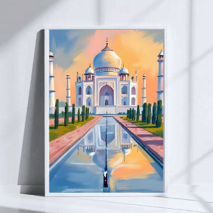 Taj Mahal India Travel Painting Poster