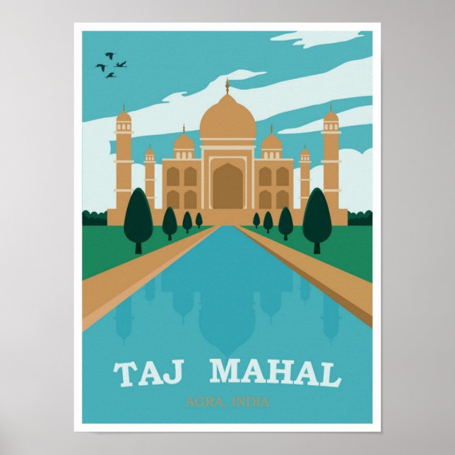 Taj Mahal India Vintage Travel Poster (Front)