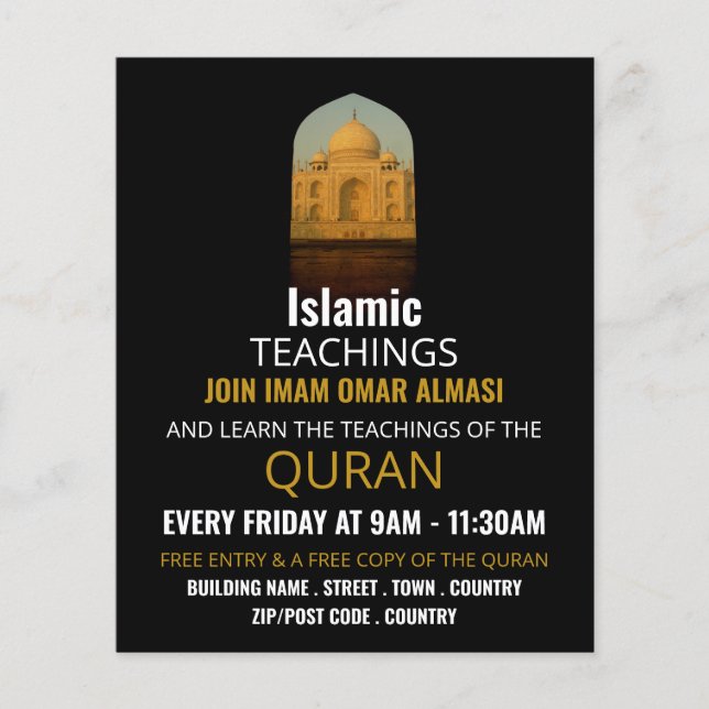 Taj Mahal, Islamic Teaching Advertising Flyer (Front)