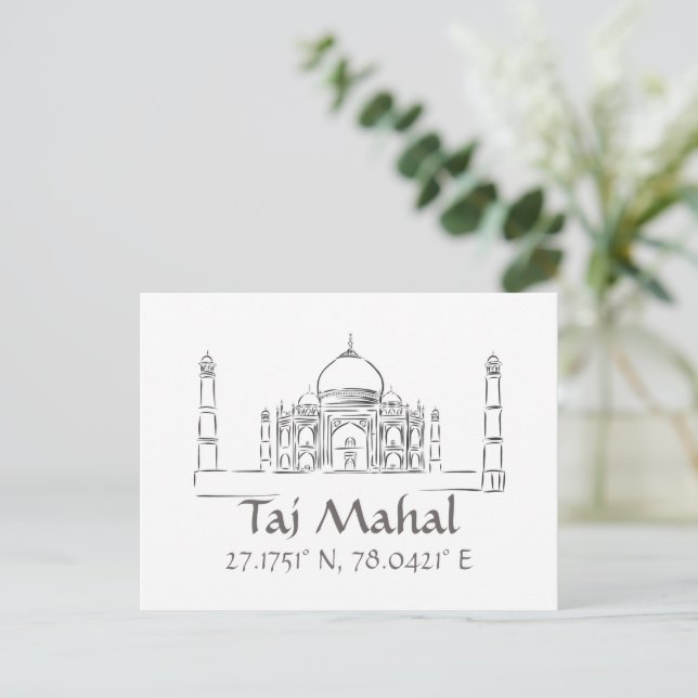 Taj Mahal Latitude  Longitude  Postcard (Standing Front)