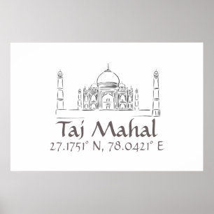 Taj Mahal Latitude Longitude Poster