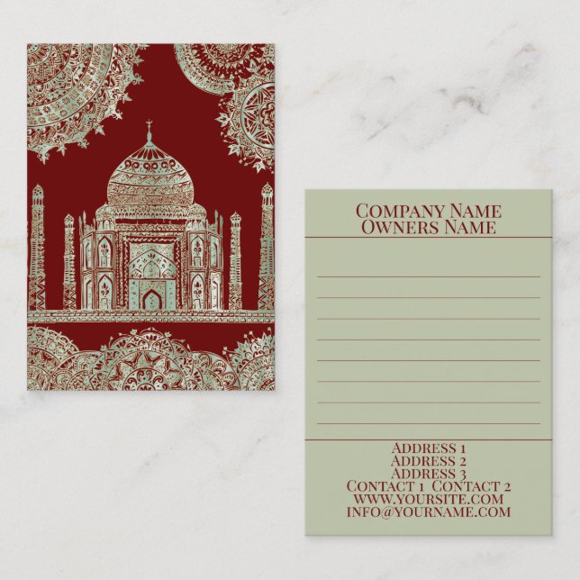 Taj Mahal - Oriental Bohemian Style Business Card (Front/Back)