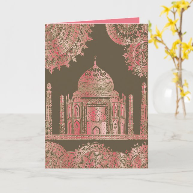 Taj Mahal - Oriental Bohemian Style Card (Yellow Flower)