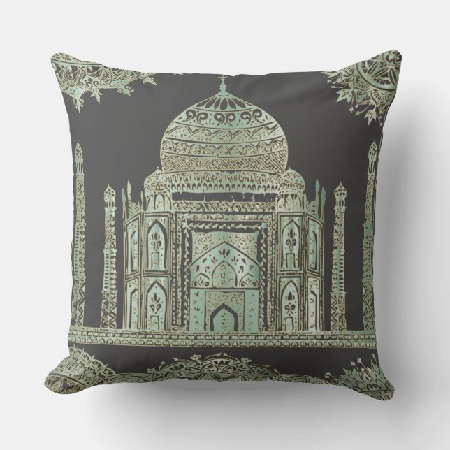 Taj Mahal - Oriental Bohemian Style Throw Pillow (Front)