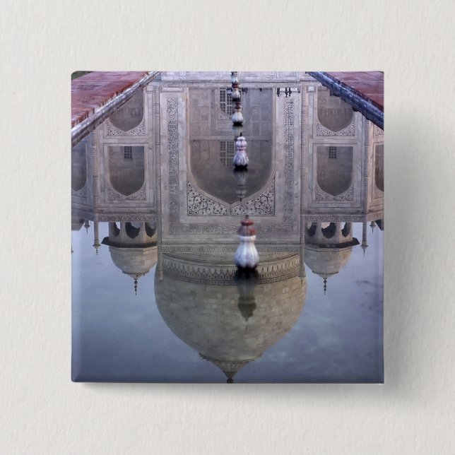 Taj Mahal reflection, Agra, Uttar Pradesh, 2 Inch Square Button (Front)