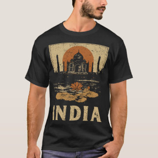 Taj Mahal Reflection Vintage Architectural Wonder T-Shirt