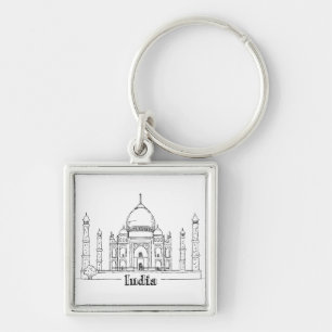 Taj Mahal Vacation Drawing Vacation Art Travelling Keychain