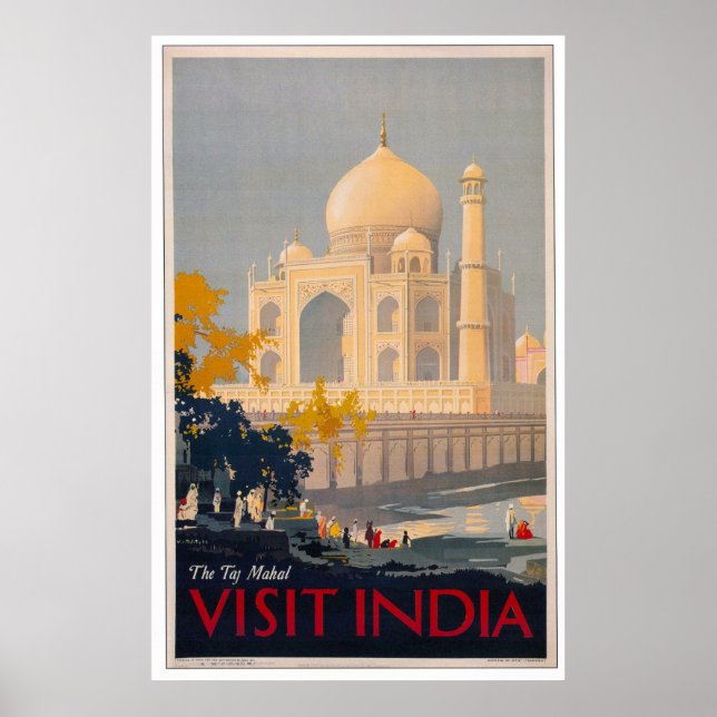Taj Mahal - Visit India Poster (Front)