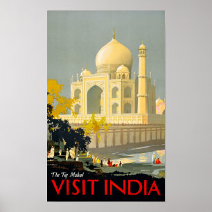 Taj Mahal Visite Inde Vintage voyage Poster Restor