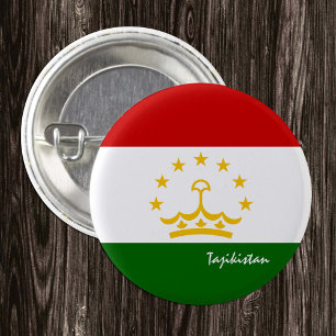 Tajikistan button, patriotic Tajikistan Flag 1 Inch Round Button