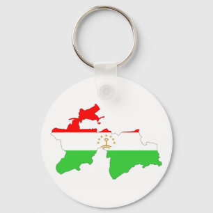 Tajikistan country flag map shape symbol keychain