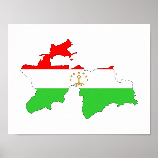 Tajikistan country flag map shape symbol poster (Front)