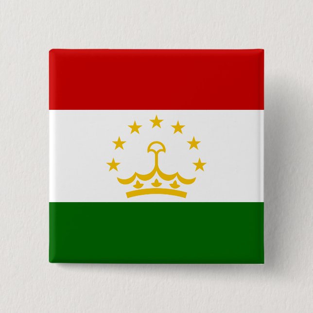 Tajikistan Flag 2 Inch Square Button (Front)