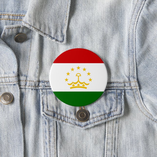 Tajikistan flag 3 inch round button (In Situ)