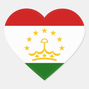 Tajikistan Flag Heart Sticker