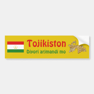 Tajikistan Flag + Map Bumper Sticker