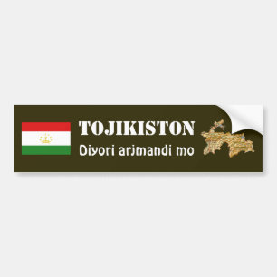 Tajikistan Flag + Map Bumper Sticker