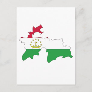 Tajikistan flag map postcard