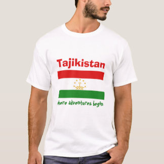 Tajikistan Flag + Map + Text T-Shirt