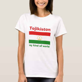 Tajikistan Flag + Map + Text T-Shirt