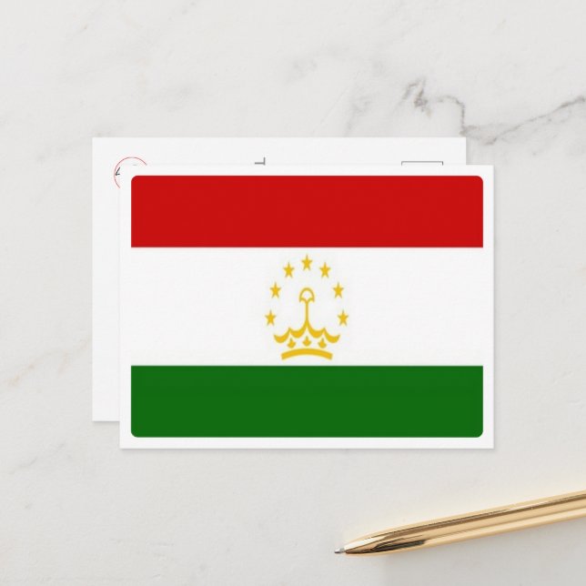 Tajikistan - Flag - Postcard (Front/Back In Situ)