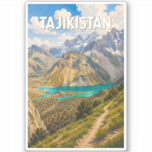 Tajikistan Illustration Travel Art Vintage