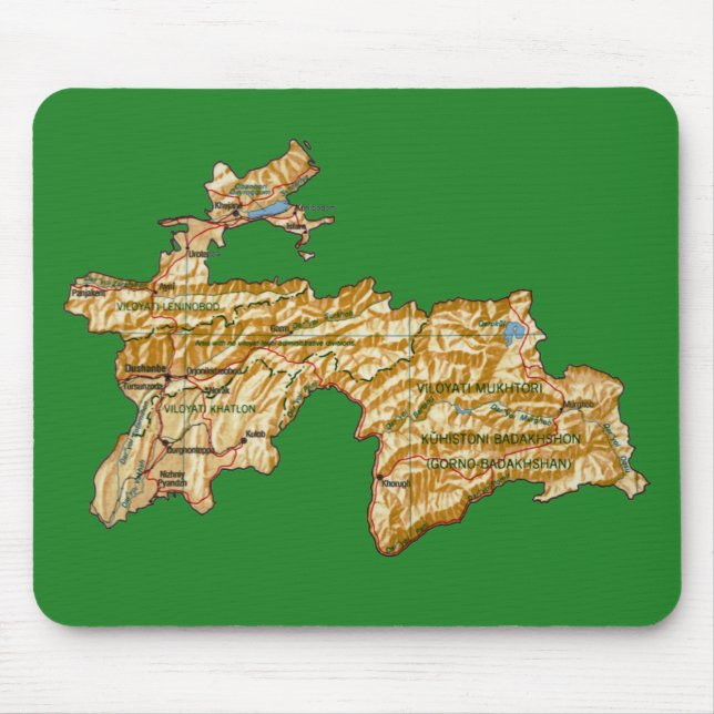 Tajikistan Map Mousepad (Front)