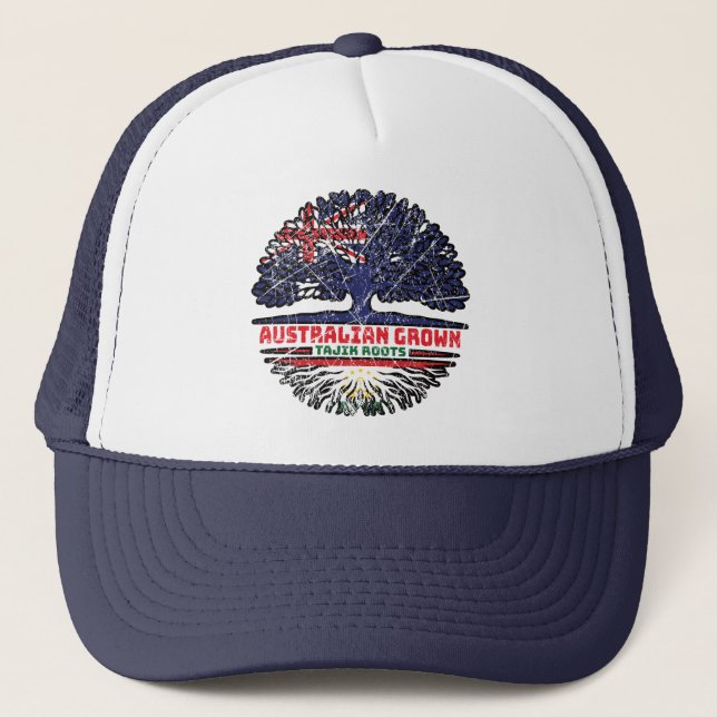 Tajikistan Tajik Australian Australia Tree Roots Trucker Hat (Front)
