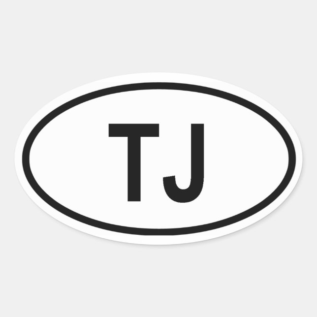 Tajikistan "TJ" Oval Sticker (Front)