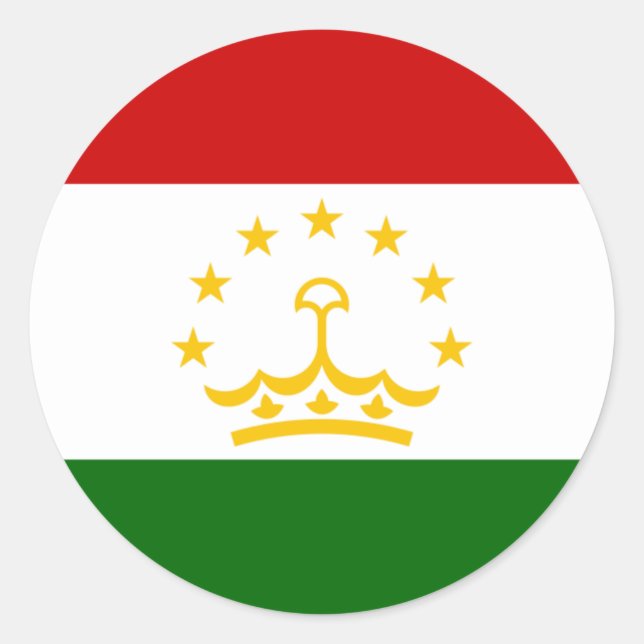 Tajikistani Flag, Flag of Tajikistan Classic Round Sticker (Front)
