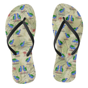 Takahe NZ bird pattern Flip Flops