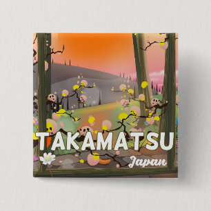 Takamatsu japan travel poster 2 inch square button