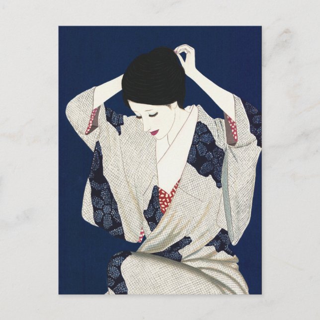 Takasawa Keiichi Hair classic japanese lady woman Postcard (Front)