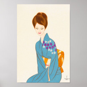 Takasawa Keiichi tender japanese lady portrait art Poster