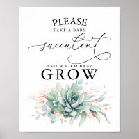 Take A Baby Succulent - Greenery Baby Shower Sign