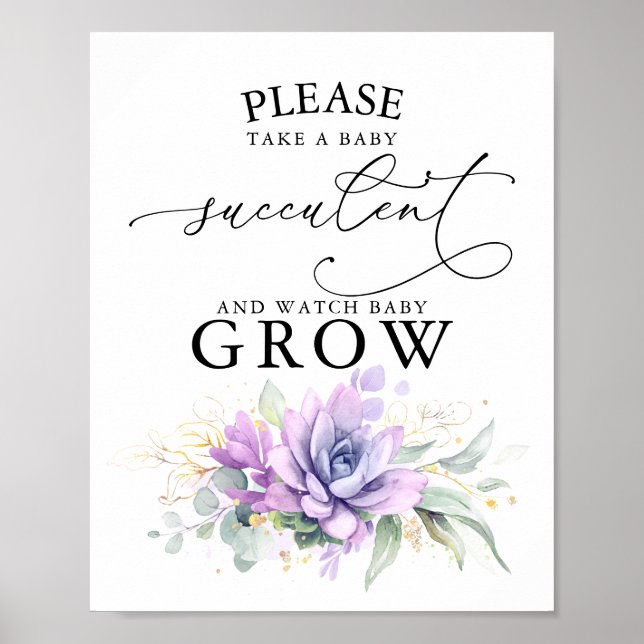 Take A Baby Succulent - Greenery Baby Shower Sign (Front)