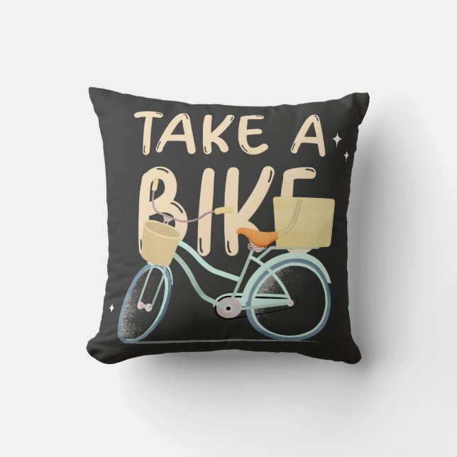 Take A Bike Throw Pillow (Front)