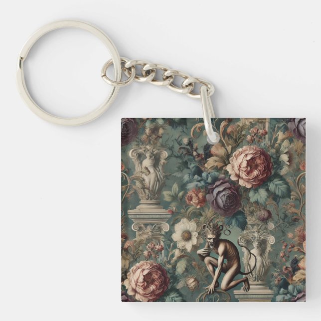 Take a Bow – Gothic Floral Design Keychain (Front)
