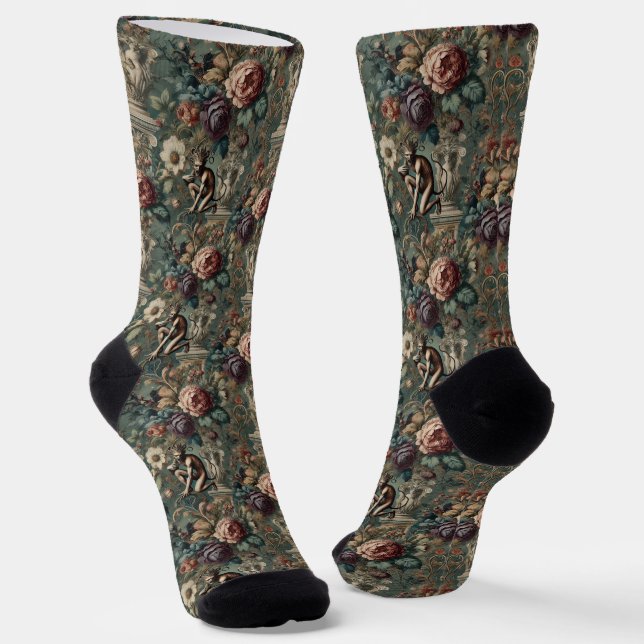 Take a Bow – Gothic Victorian Tapestry Socks (Angled)